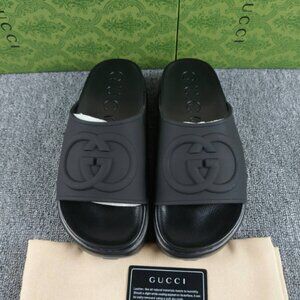 Gucci Women‘s Black interlock G Platform Sandals